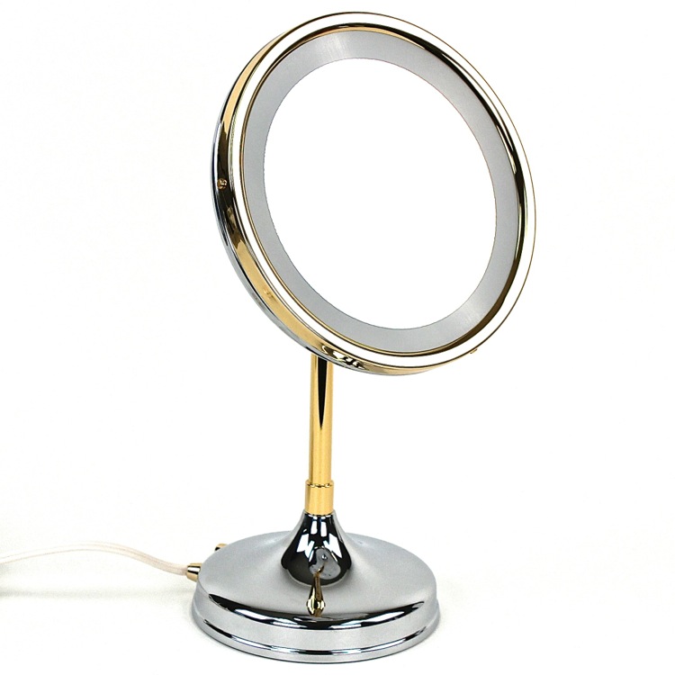Windisch 99151D-CRO-3x Pedestal Round 3x or 5x Brass Magnifying Mirror
